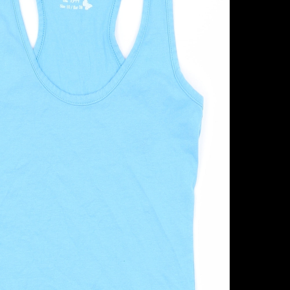 Dunnes Stores Womens Blue  Cotton Basic Tank Size 10 Scoop Neck