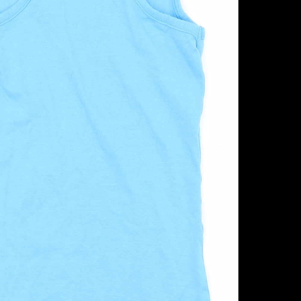 Dunnes Stores Womens Blue  Cotton Basic Tank Size 10 Scoop Neck