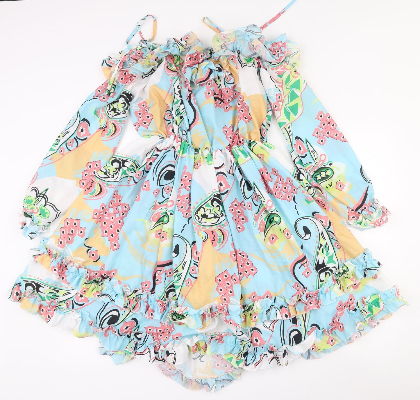 Chicme Womens Multicoloured Floral Cotton Fit & Flare  Size S  Off the Shoulder Pullover - Tieable straps