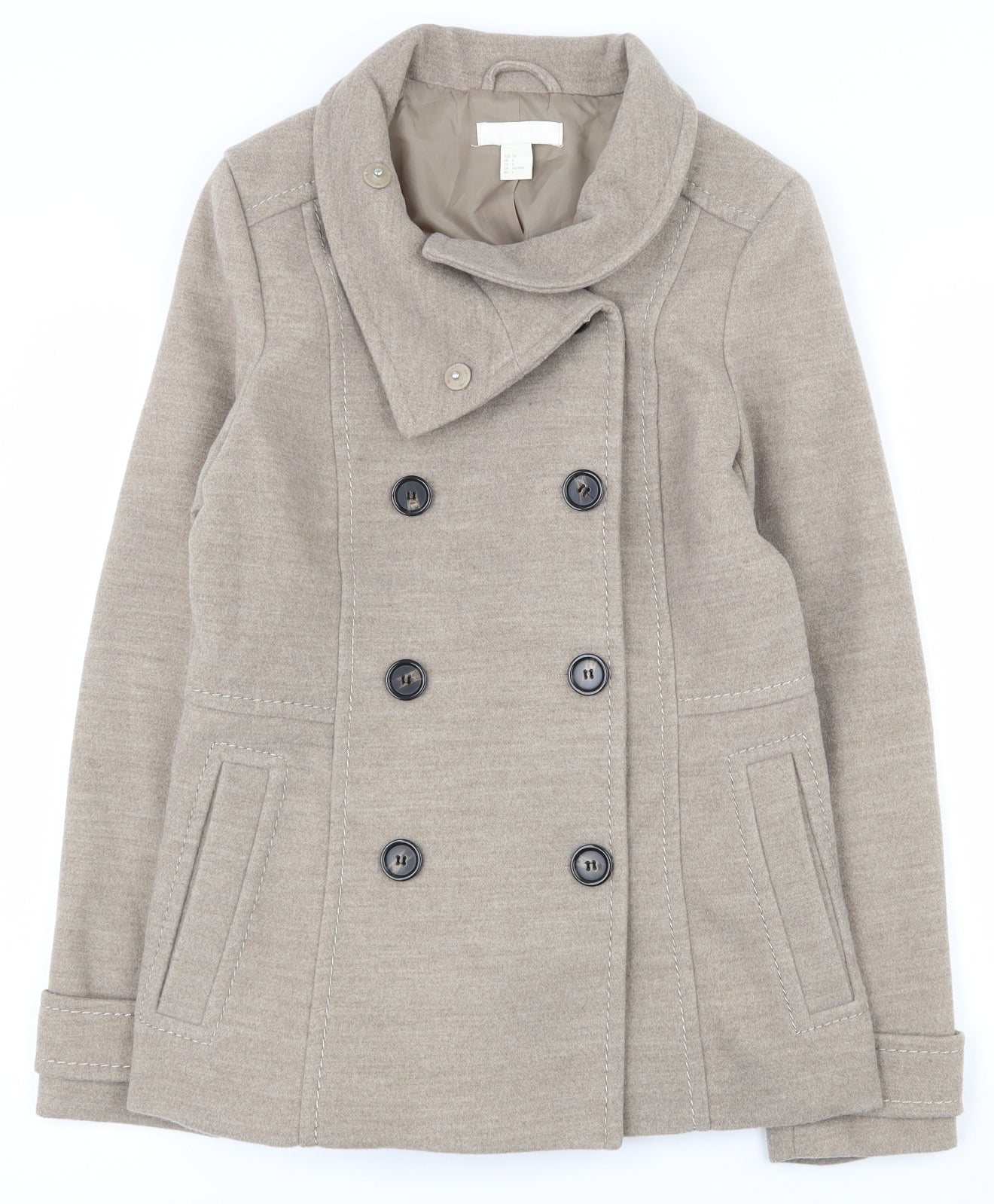 H&M Womens Brown   Pea Coat Coat Size 8  Button