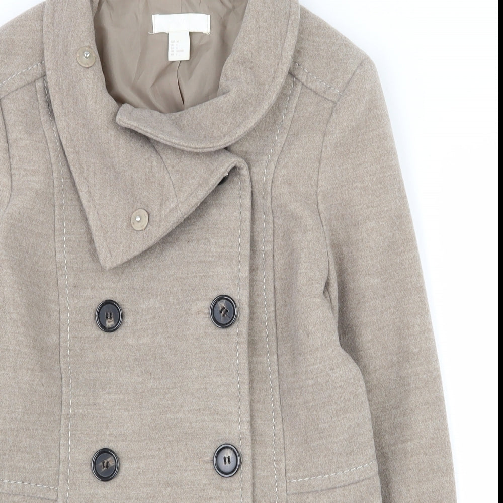 H&M Womens Brown   Pea Coat Coat Size 8  Button