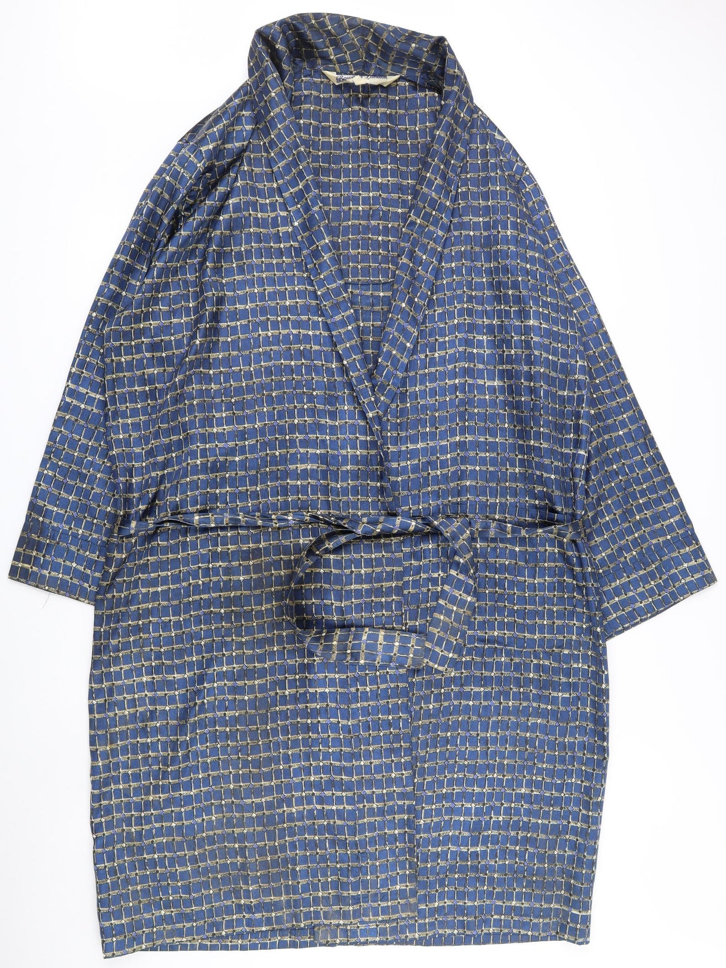 BOWN OF LONDON Mens Blue Geometric 100% Polyester  Robe Size L  Tie
