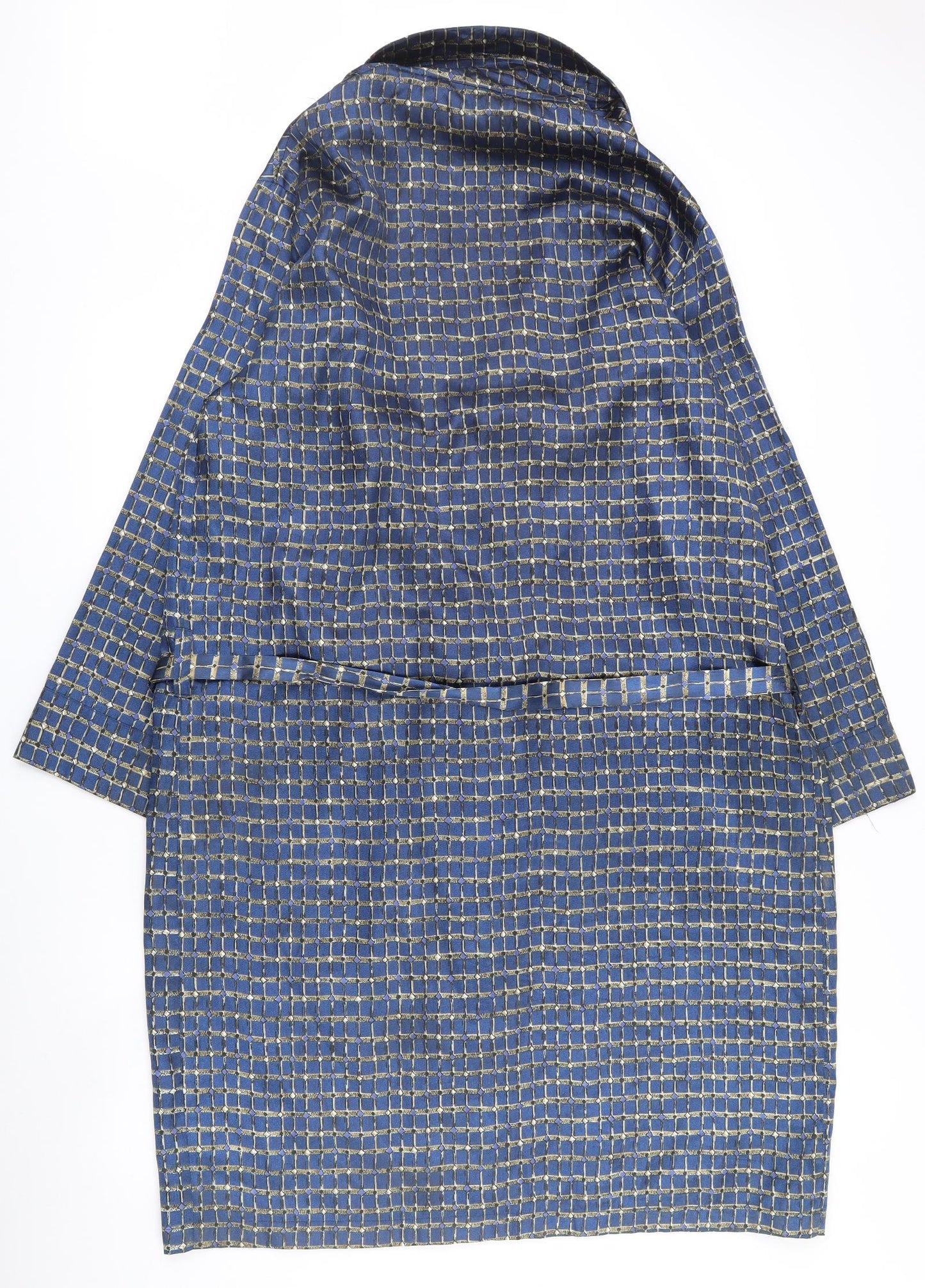 BOWN OF LONDON Mens Blue Geometric 100% Polyester  Robe Size L  Tie