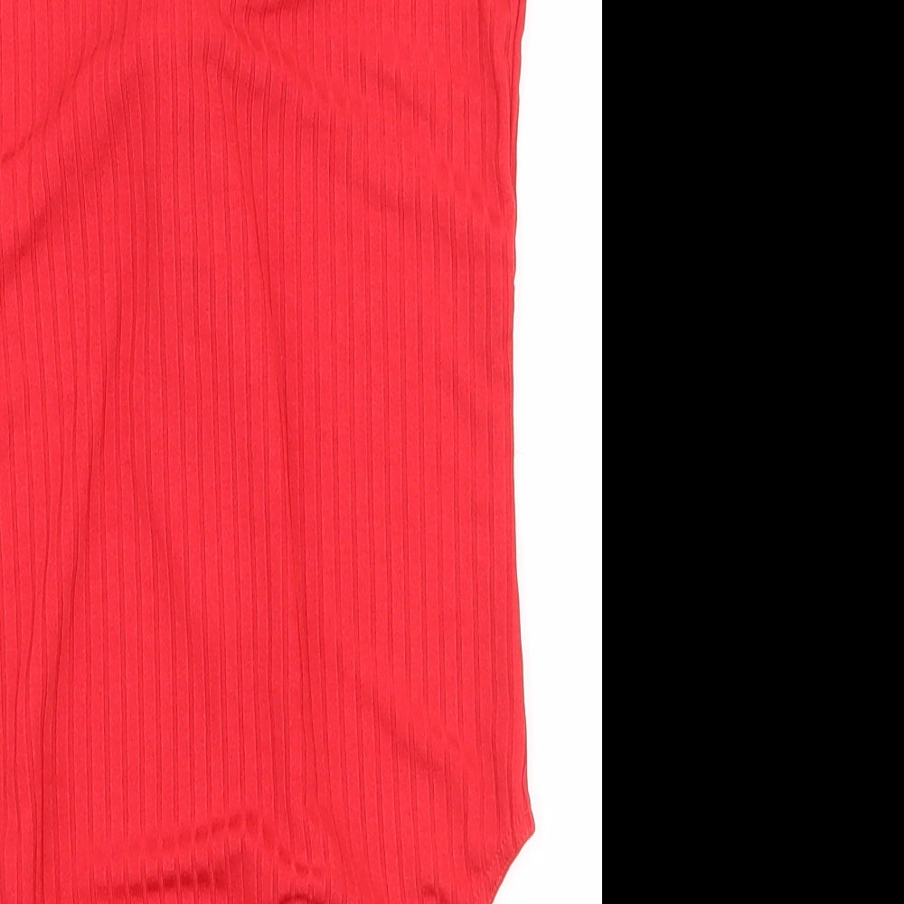 New Look Womens Red  Polyester Bodysuit One-Piece Size 10  Snap