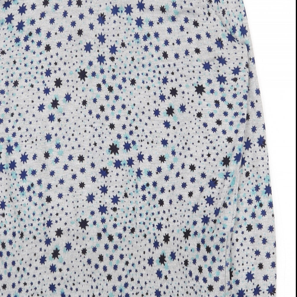 Marks and Spencer Womens Grey Round Neck Geometric Viscose Pullover Jumper Size 14