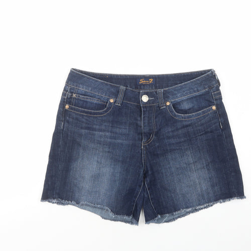 Seven Womens Blue  Cotton Cut-Off Shorts Size 34 in L6 in Regular Button