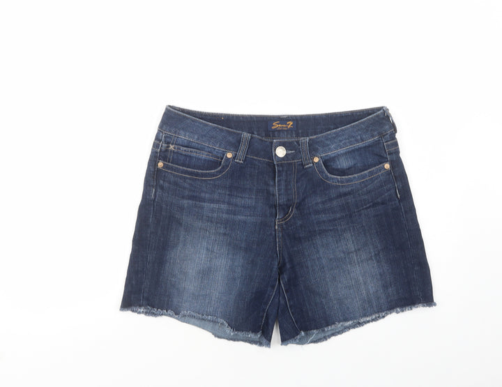Seven Womens Blue Cotton Cut-Off Shorts Size 34 in L6 in Regular Button