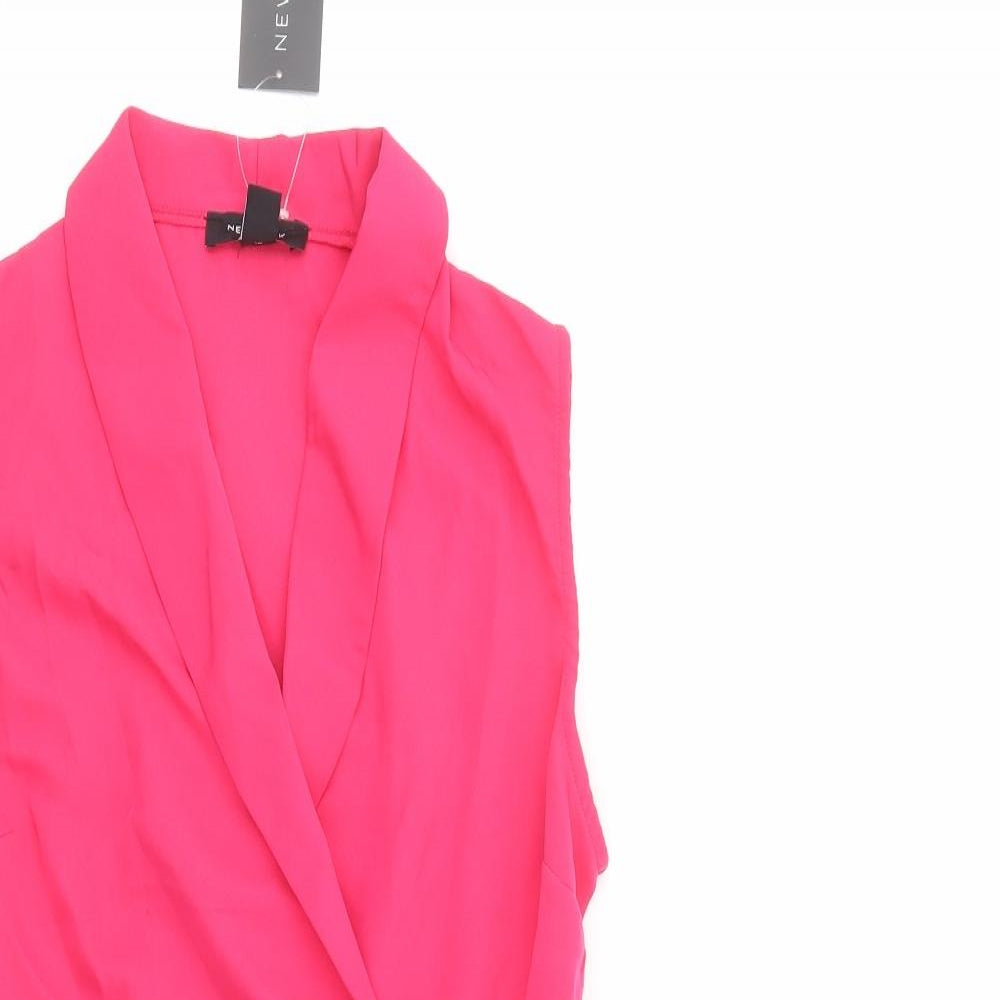 New Look Womens Pink  Polyester Playsuit One-Piece Size 8  Zip