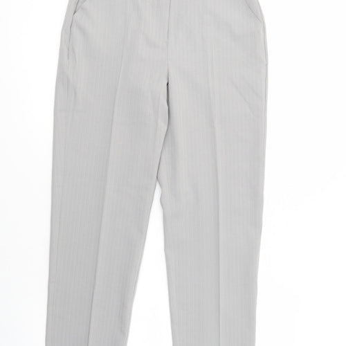 Slimma Womens Grey Striped Polyester Dress Pants Trousers Size 10 L30 in Regular Button