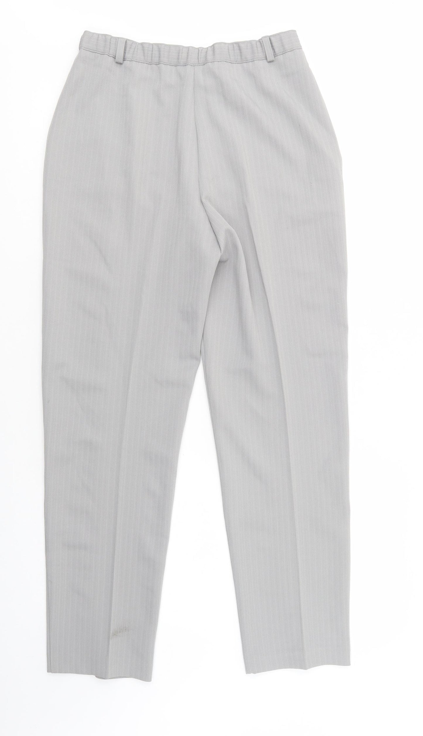 Slimma Womens Grey Striped Polyester Dress Pants Trousers Size 10 L30 in Regular Button