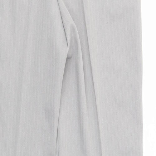 Slimma Womens Grey Striped Polyester Dress Pants Trousers Size 10 L30 in Regular Button