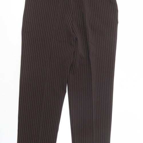 Slimma Womens Brown Striped Polyester Dress Pants Trousers Size 10 L30 in Regular Button