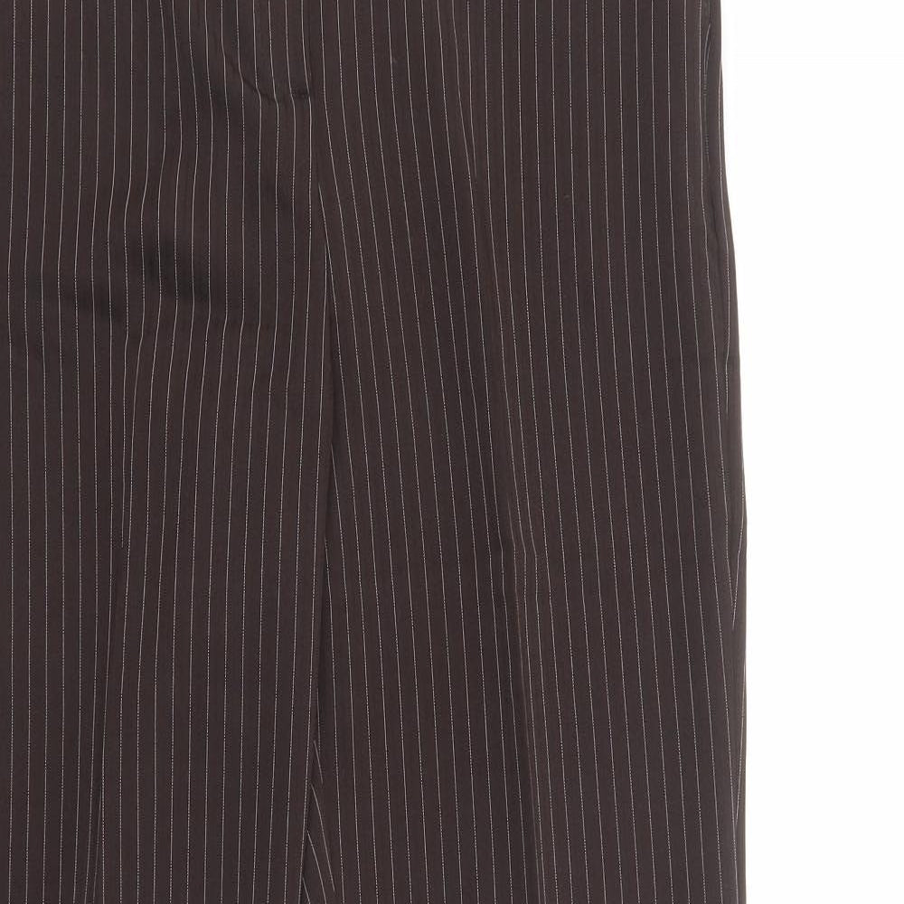 Slimma Womens Brown Striped Polyester Dress Pants Trousers Size 10 L30 in Regular Button