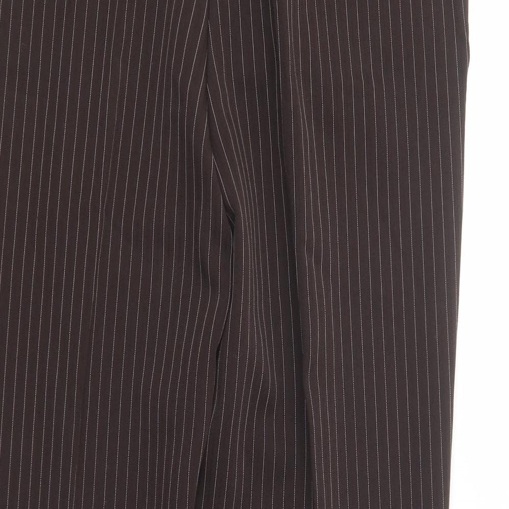 Slimma Womens Brown Striped Polyester Dress Pants Trousers Size 10 L30 in Regular Button