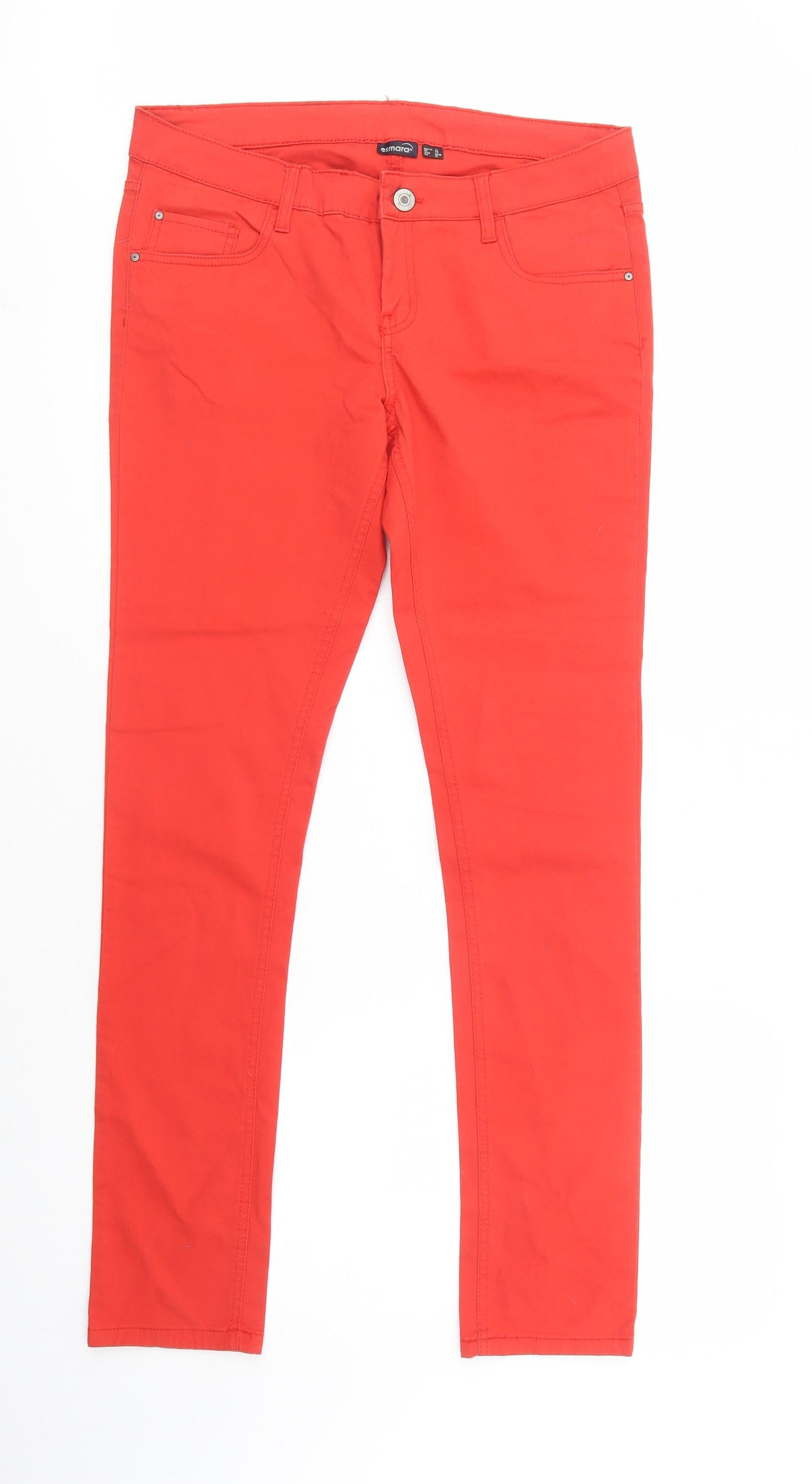 ESMARA Womens Red  Cotton Skinny Jeans Size 16 L32 in Regular Button
