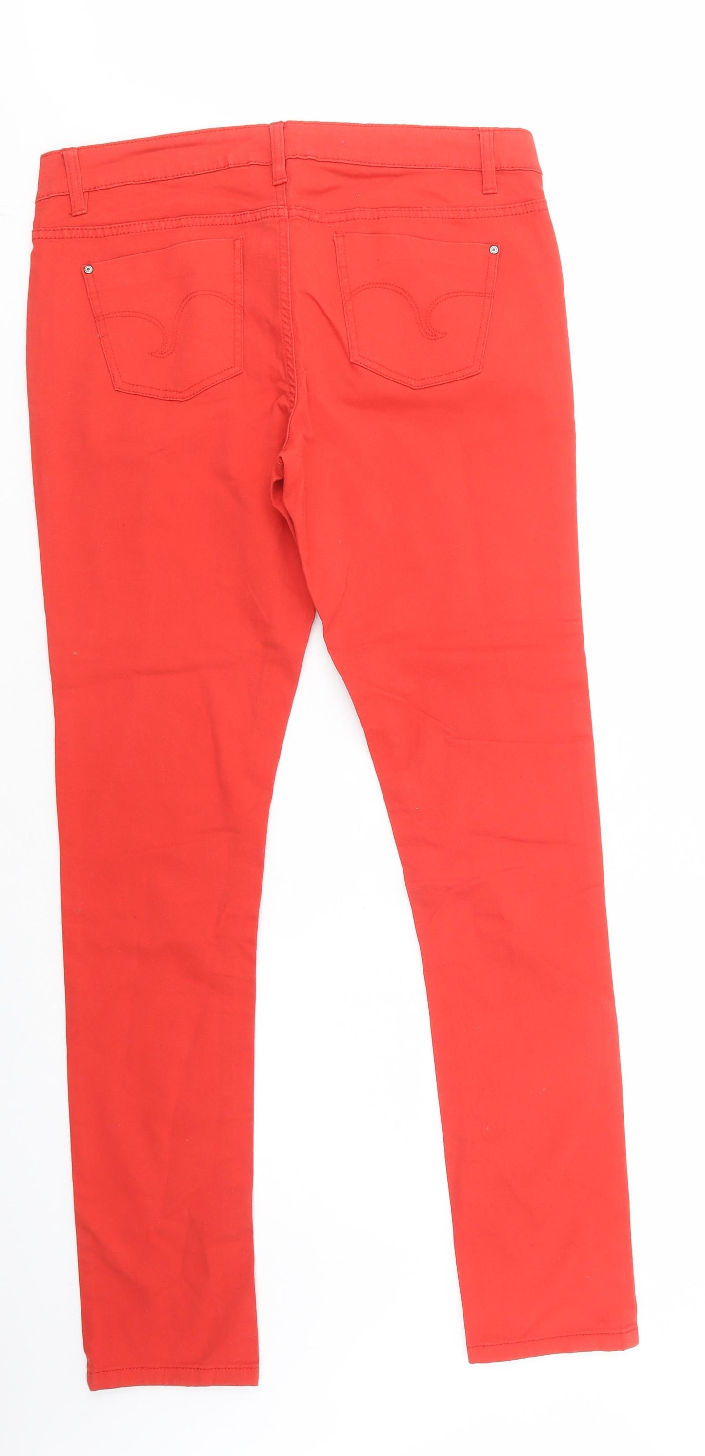 ESMARA Womens Red  Cotton Skinny Jeans Size 16 L32 in Regular Button