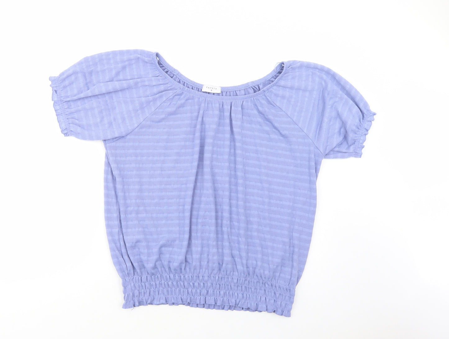 Papaya Womens Blue  Polyester Basic Blouse Size 16 Off the Shoulder