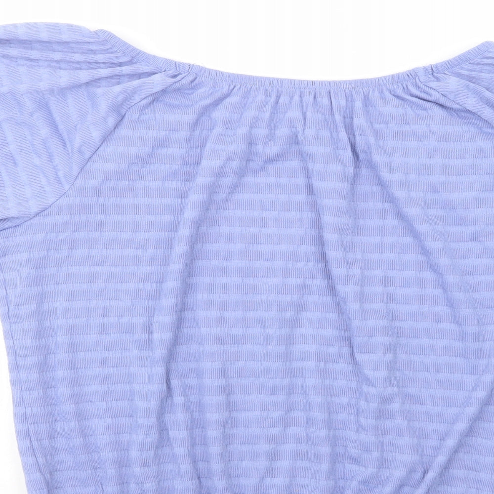 Papaya Womens Blue  Polyester Basic Blouse Size 16 Off the Shoulder