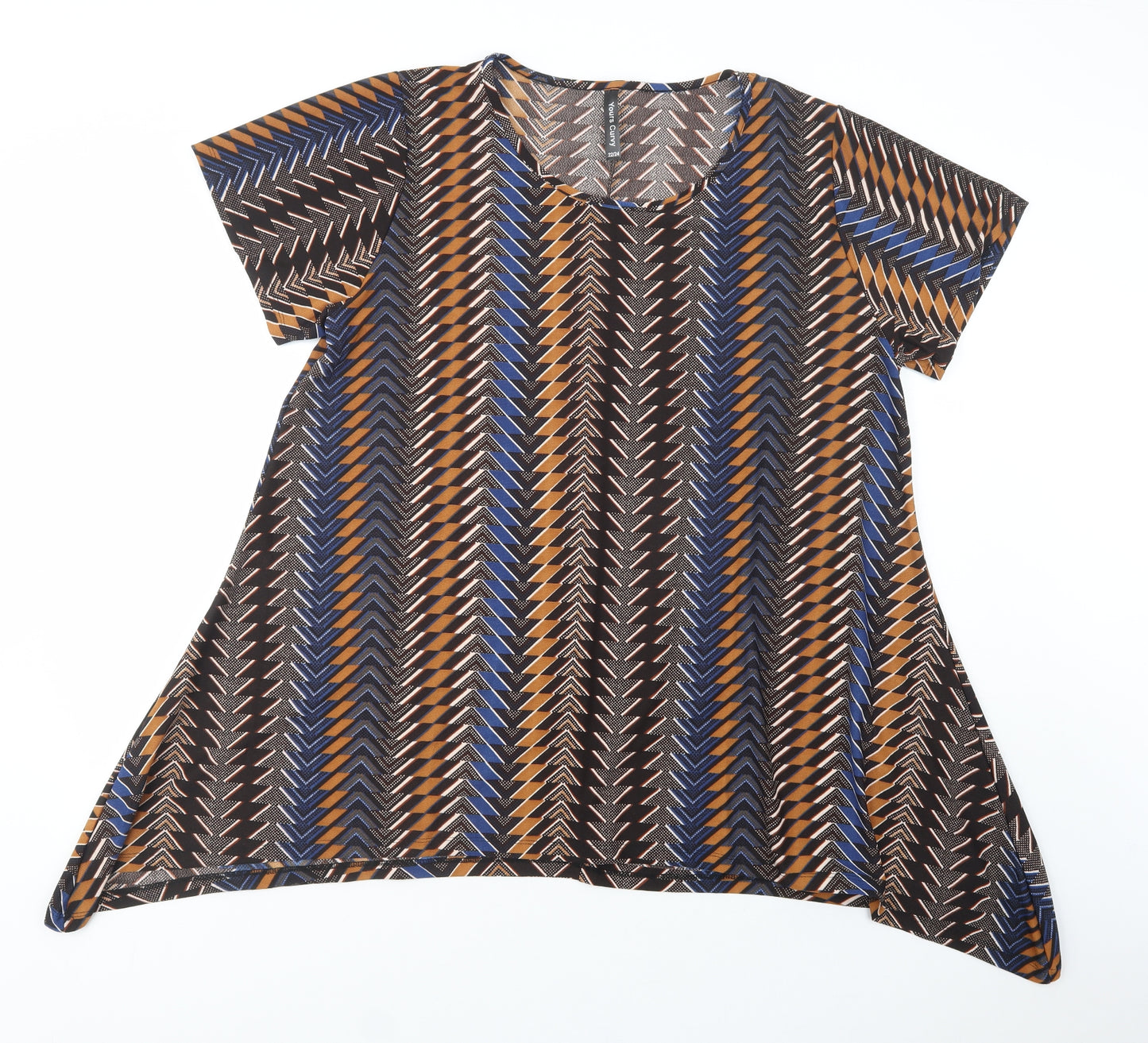 Yours Curvy Womens Multicoloured Geometric Polyester Tunic Blouse Size 22 Scoop Neck