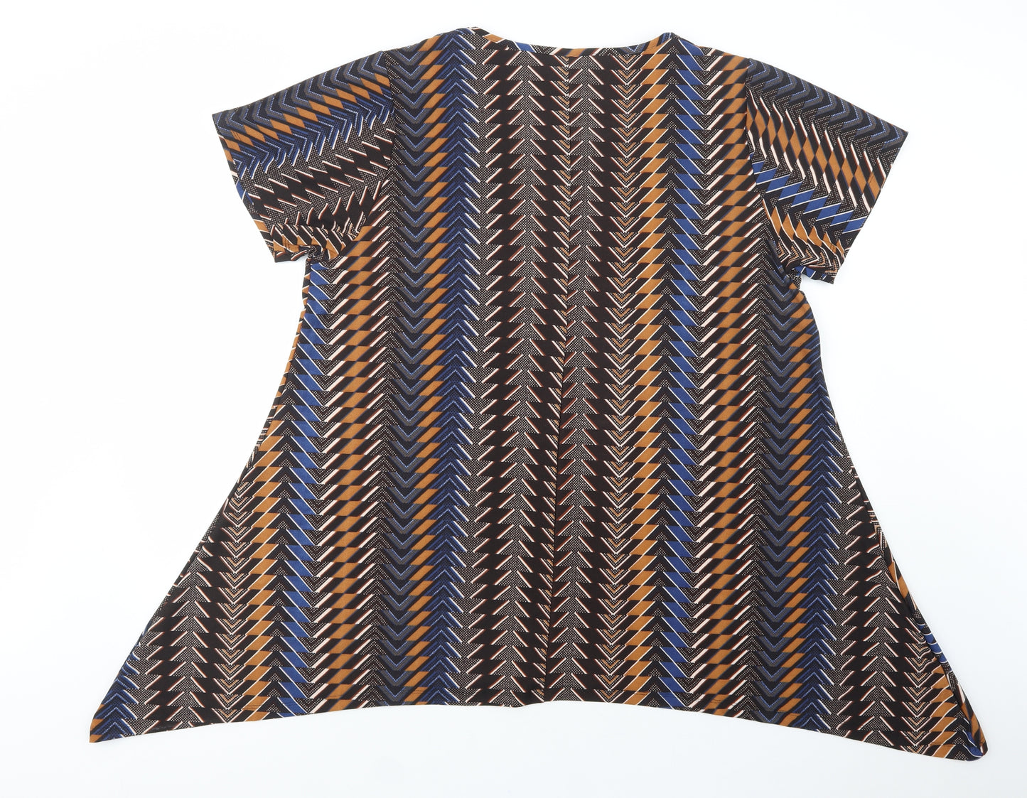 Yours Curvy Womens Multicoloured Geometric Polyester Tunic Blouse Size 22 Scoop Neck
