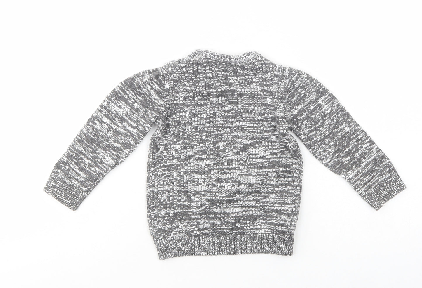 F&F Baby Grey  Cotton Pullover Jumper Size 12-18 Months  Button - Rocket