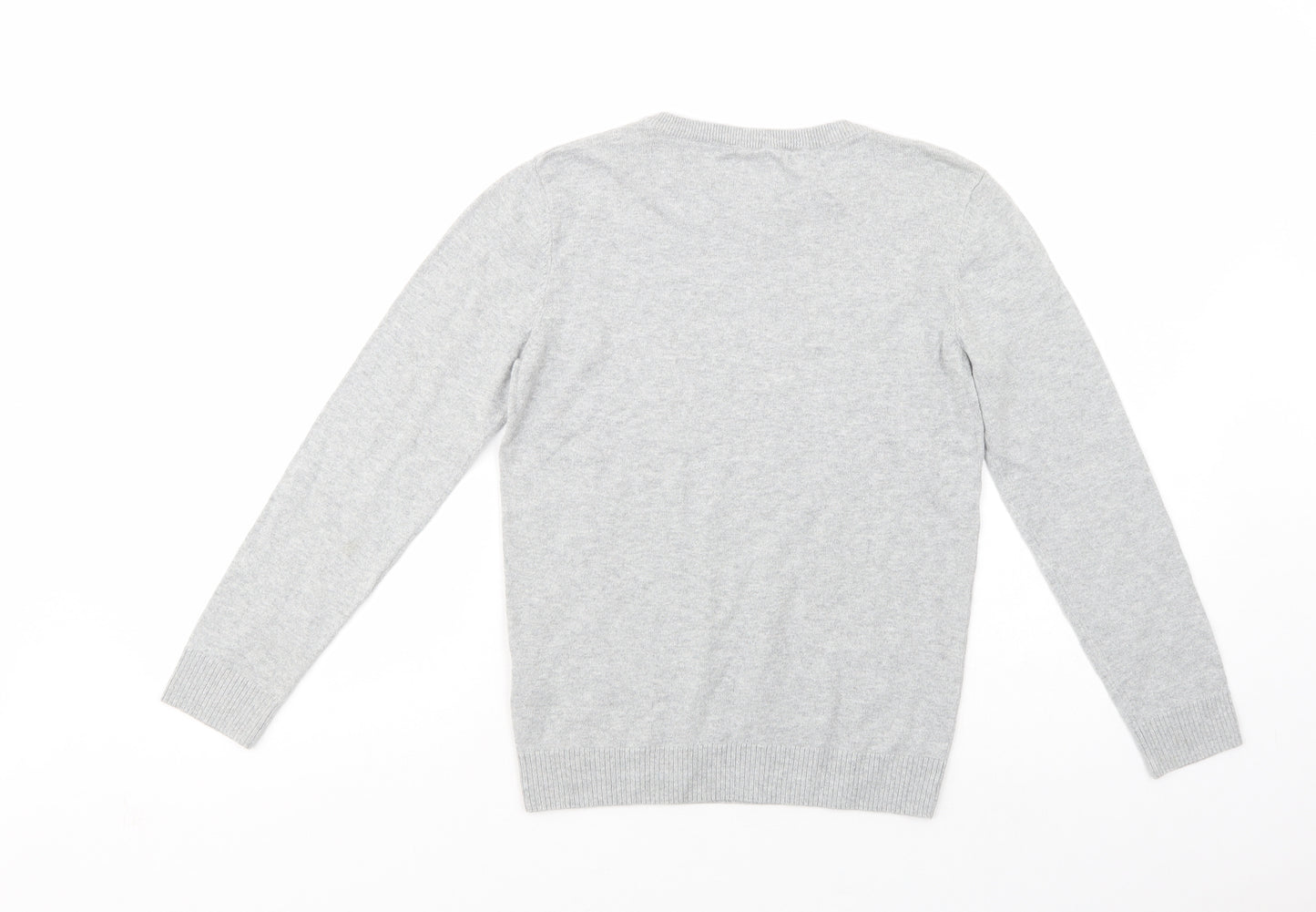 H&M Boys Grey Crew Neck  Cotton Pullover Jumper Size 9-10 Years  Pullover