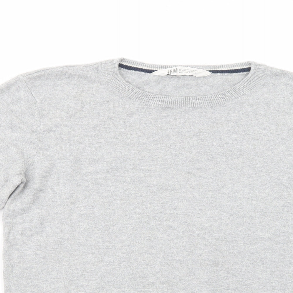 H&M Boys Grey Crew Neck  Cotton Pullover Jumper Size 9-10 Years  Pullover