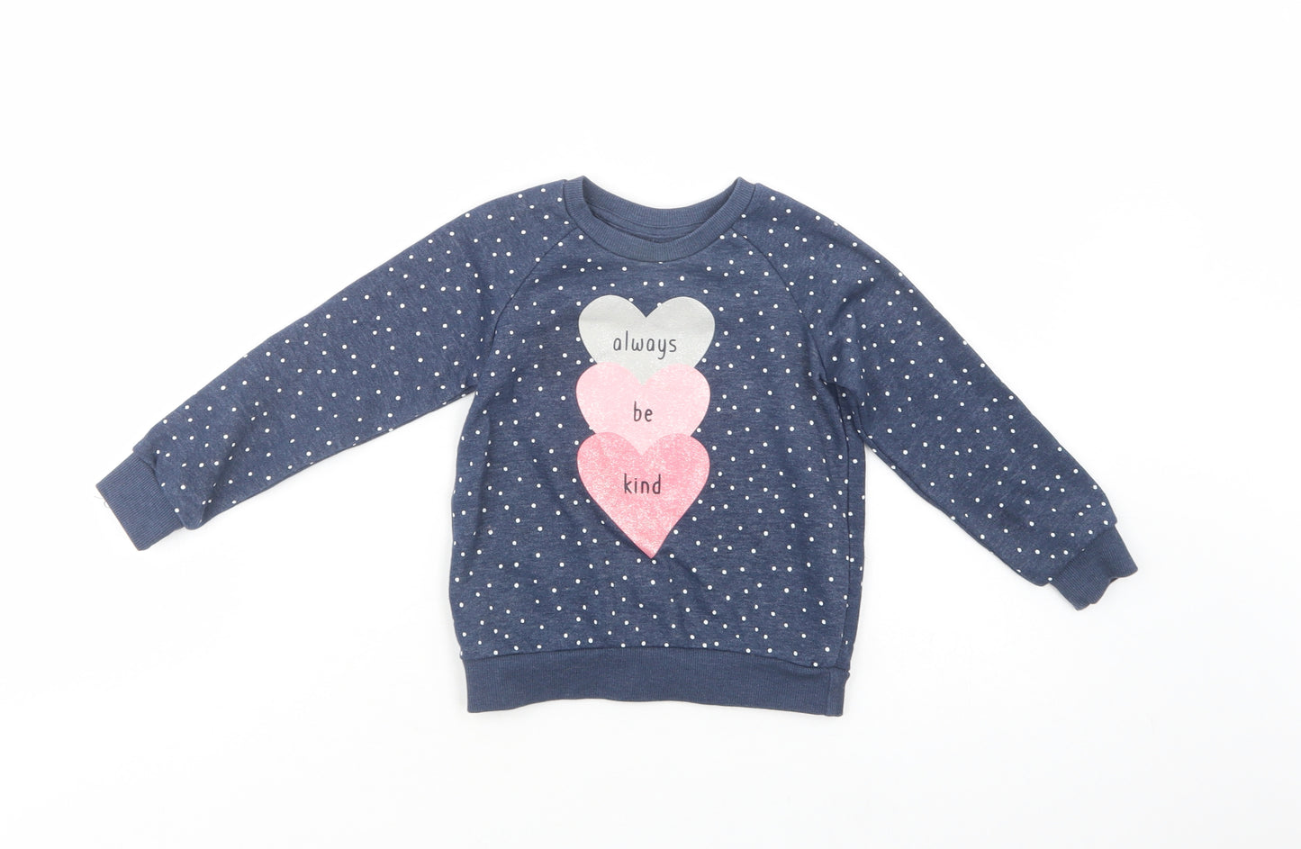 Primark Girls Blue Polka Dot Cotton Pullover Sweatshirt Size 2-3 Years  Pullover - Always Be Kind