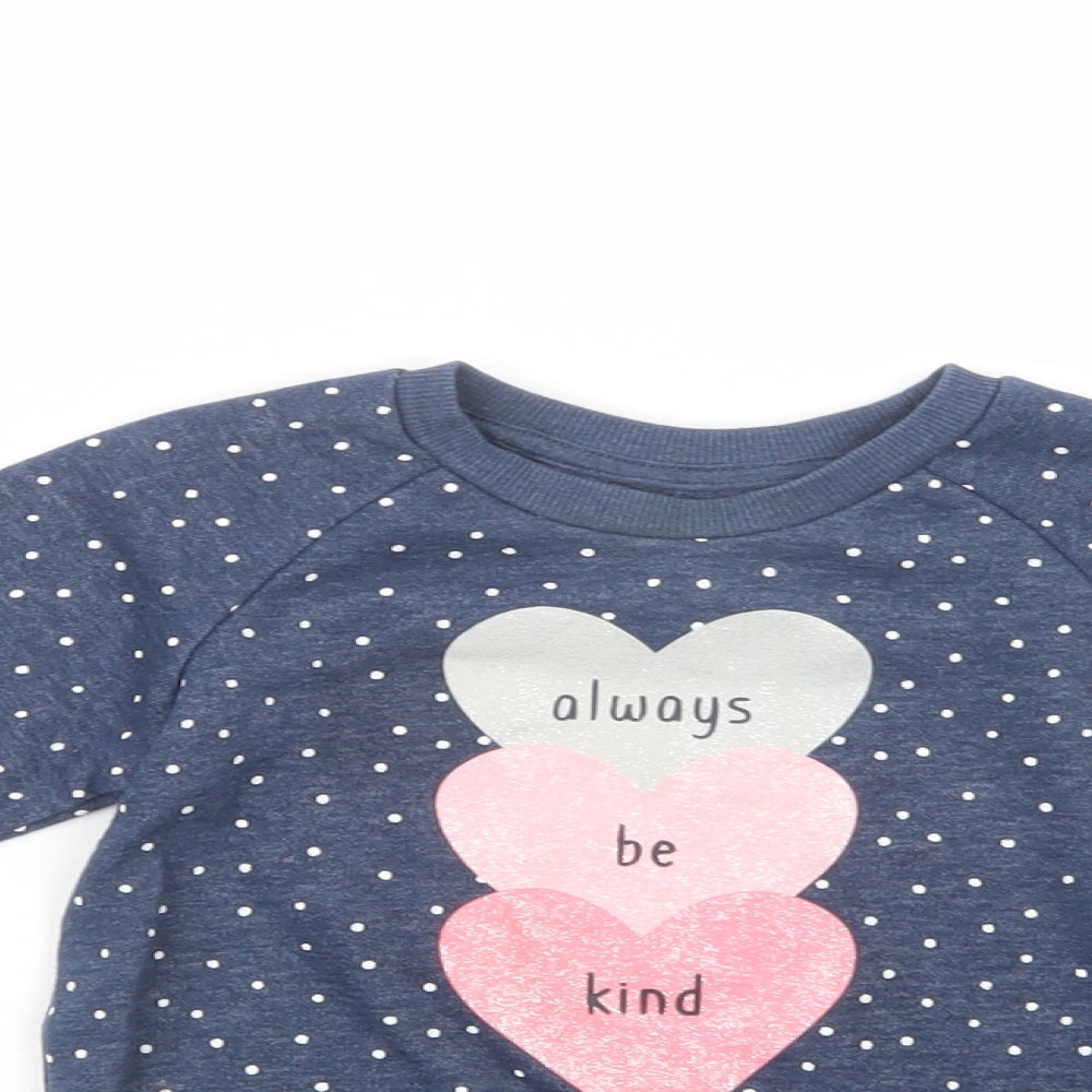 Primark Girls Blue Polka Dot Cotton Pullover Sweatshirt Size 2-3 Years  Pullover - Always Be Kind