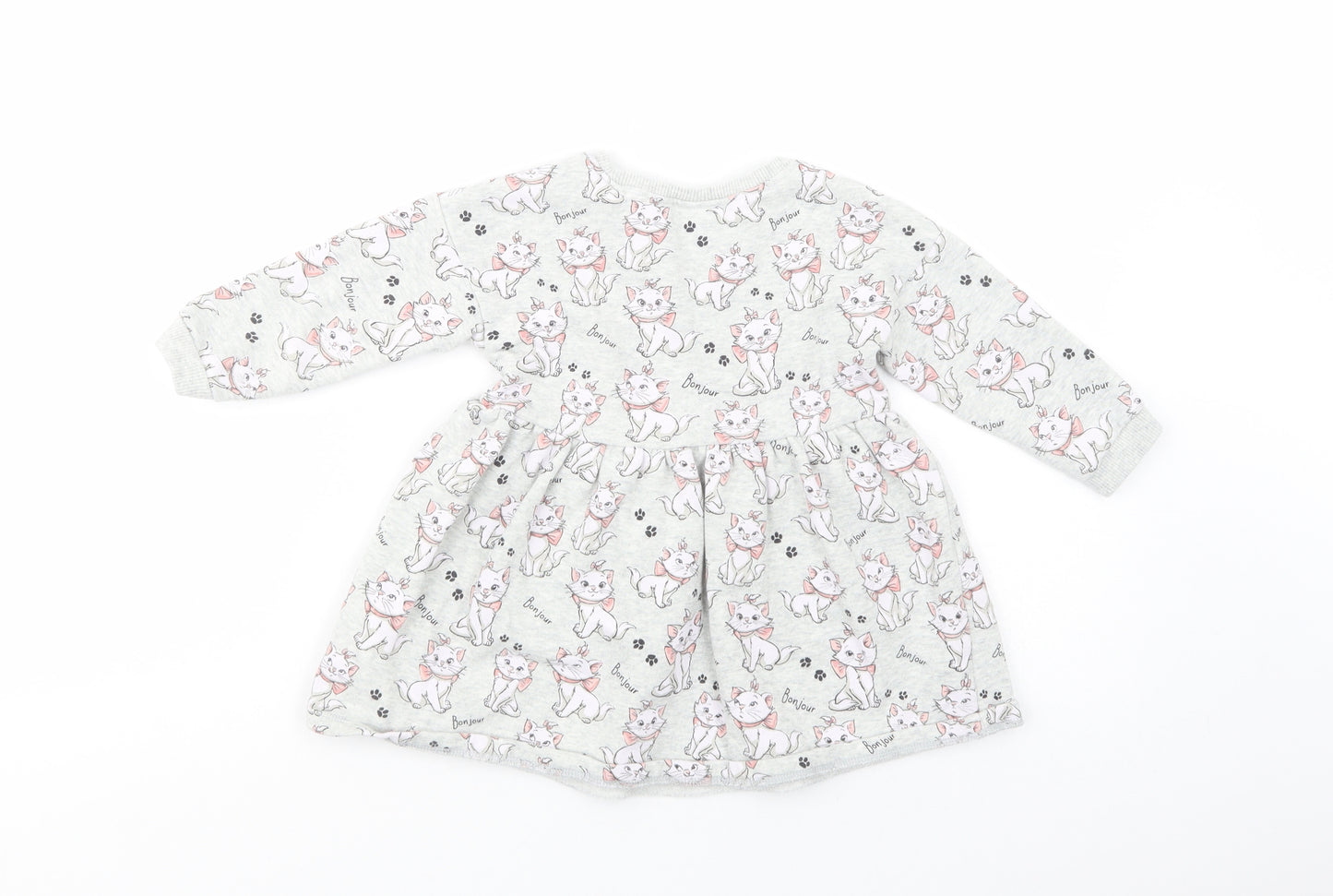 NEXT Baby Grey Geometric Cotton Fit & Flare  Size 18-24 Months  Crew Neck Pullover - Cat Print