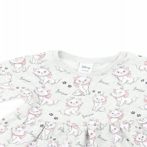 NEXT Baby Grey Geometric Cotton Fit & Flare  Size 18-24 Months  Crew Neck Pullover - Cat Print