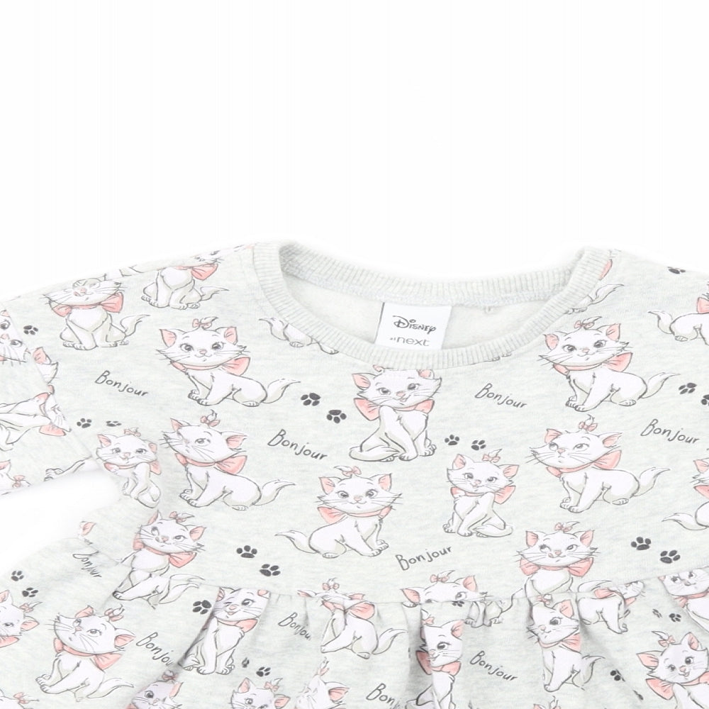 NEXT Baby Grey Geometric Cotton Fit & Flare  Size 18-24 Months  Crew Neck Pullover - Cat Print