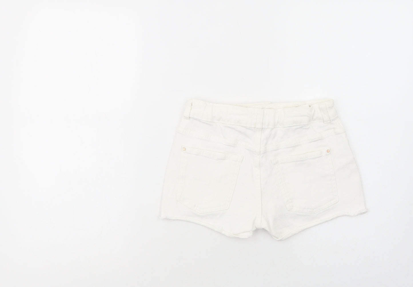River Is Girls White  Cotton Cut-Off Shorts Size 11-12 Years  Regular Buckle