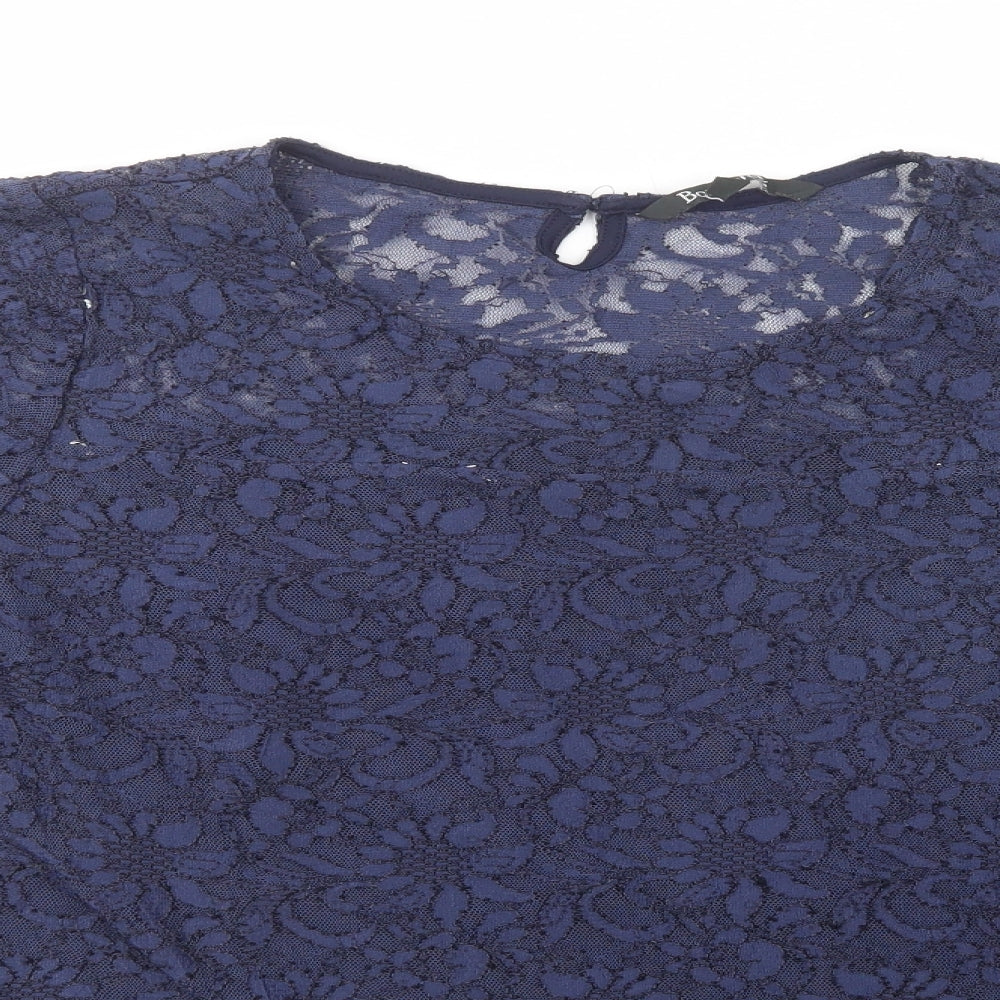 Bonmarché Womens Blue  Nylon Basic Blouse Size 20 Boat Neck