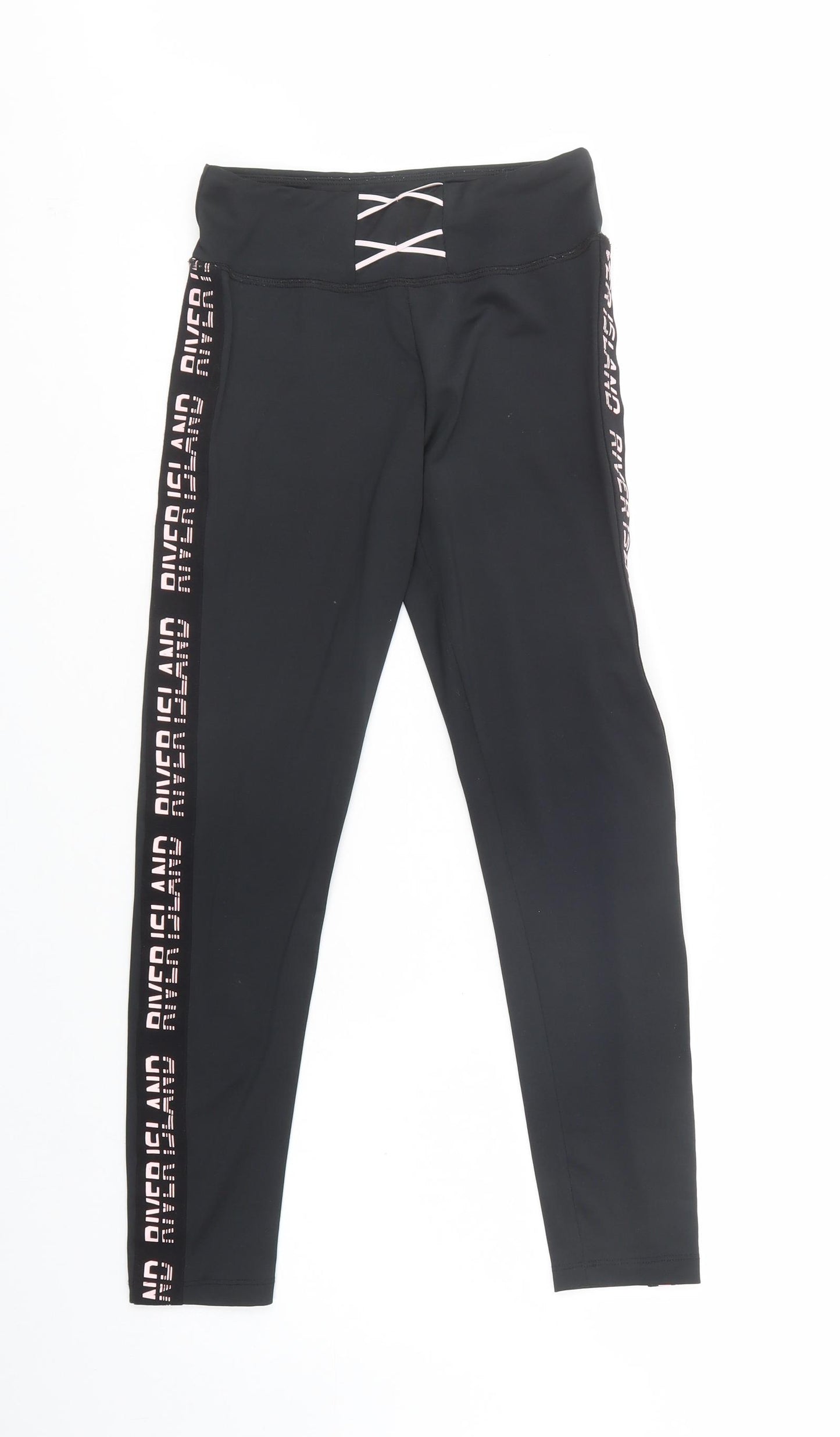 River Island Girls Black  Polyester Jogger Trousers Size 11-12 Years  Regular  - Leggings