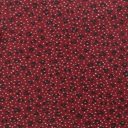 Bonmarché Womens Red Animal Print Polyester Basic Blouse Size 12 V-Neck