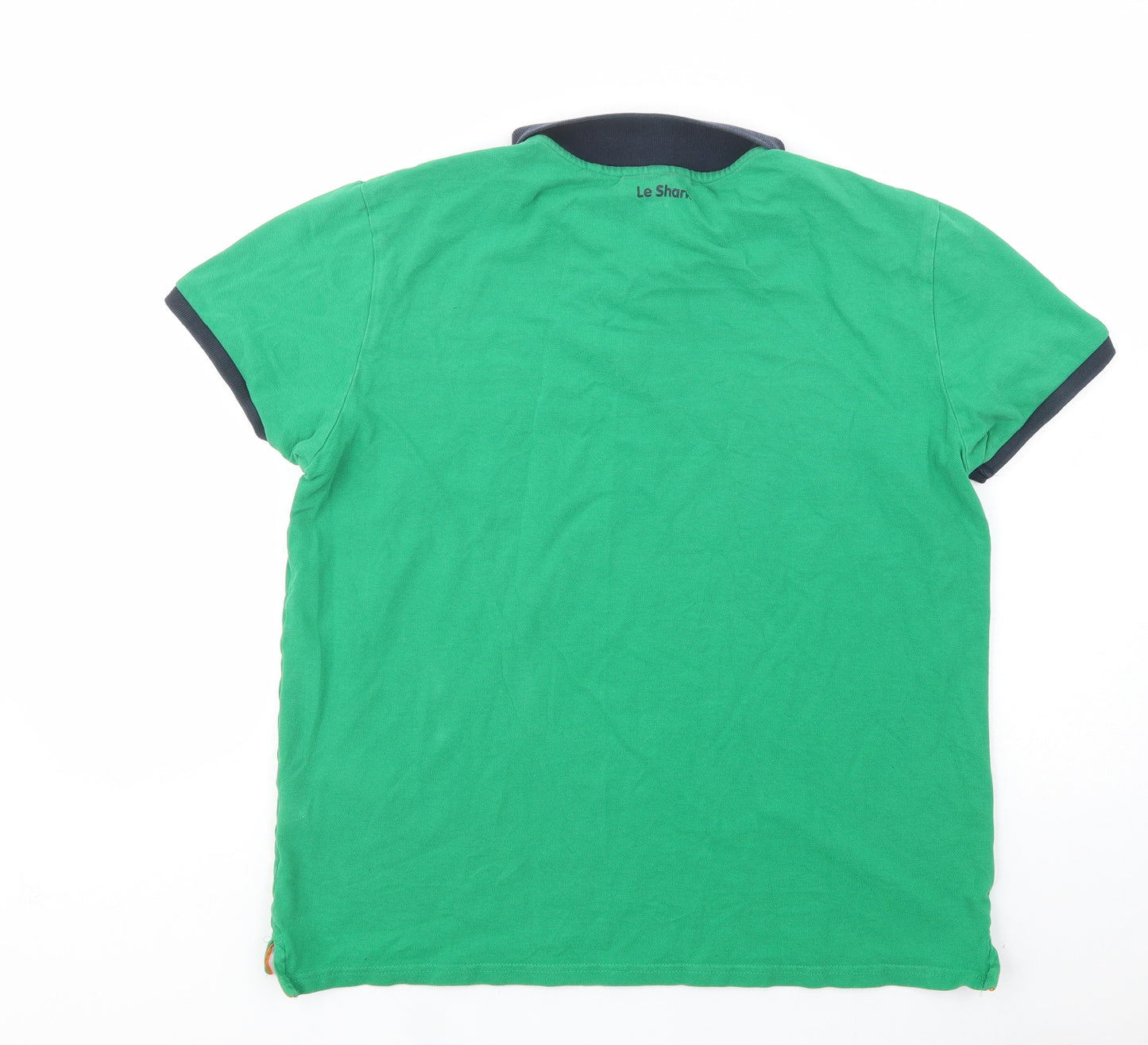 Le Shark Mens Green Striped Cotton  Polo Size XL Collared Button