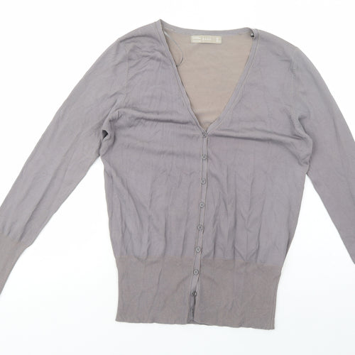 Zara Womens Grey V-Neck  Viscose Cardigan Jumper Size L