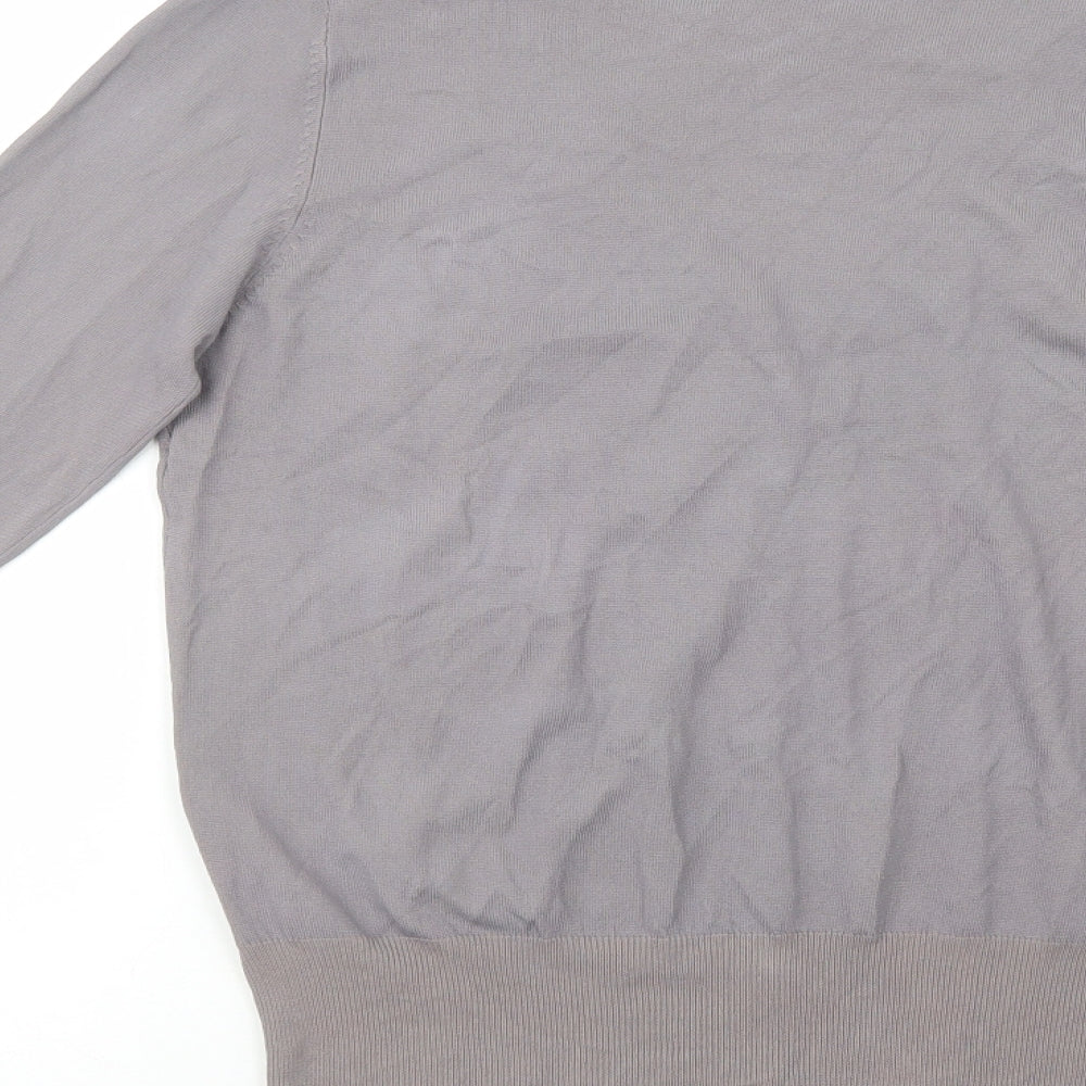 Zara Womens Grey V-Neck  Viscose Cardigan Jumper Size L