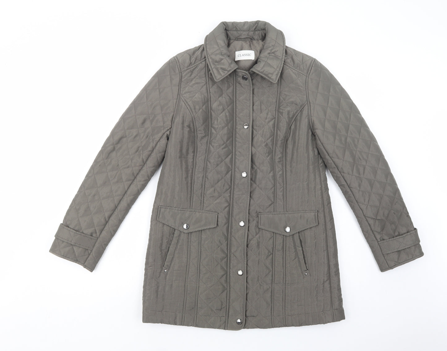 Marks and Spencer Womens Green   Quilted Coat Size 10  Zip