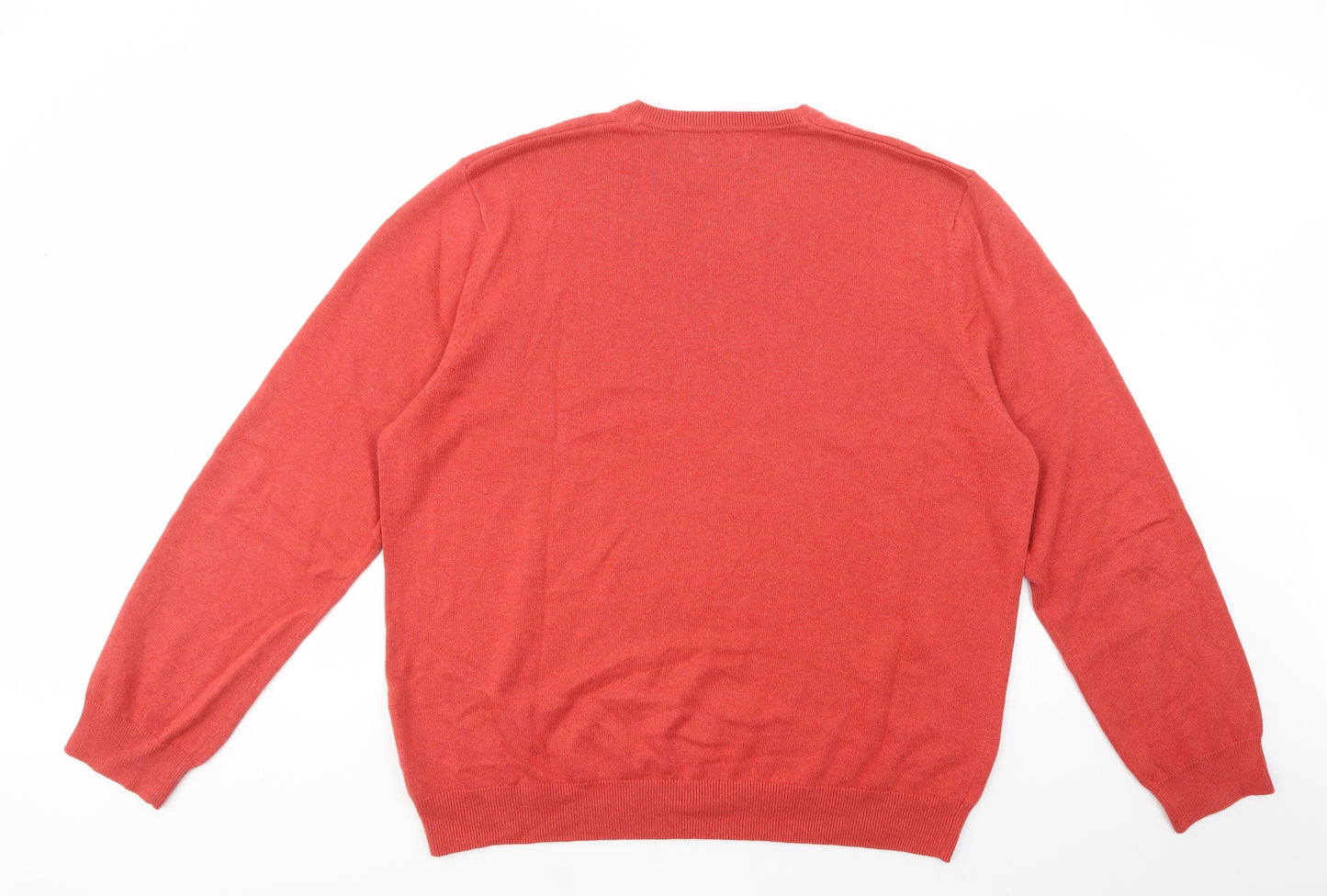 Marks and Spencer Mens Orange V-Neck  Cotton Pullover Jumper Size 3XL