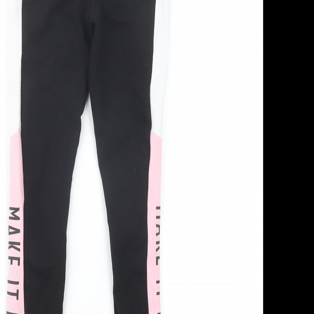 F&F Girls Black  Viscose Jogger Trousers Size 6-7 Years  Regular  - Leggings