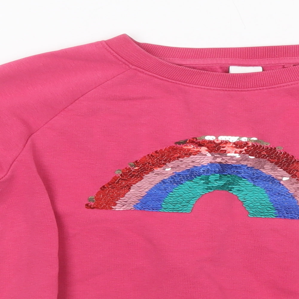 NEXT Girls Pink  Cotton Pullover Sweatshirt Size 9 Years  Pullover - Rainbow