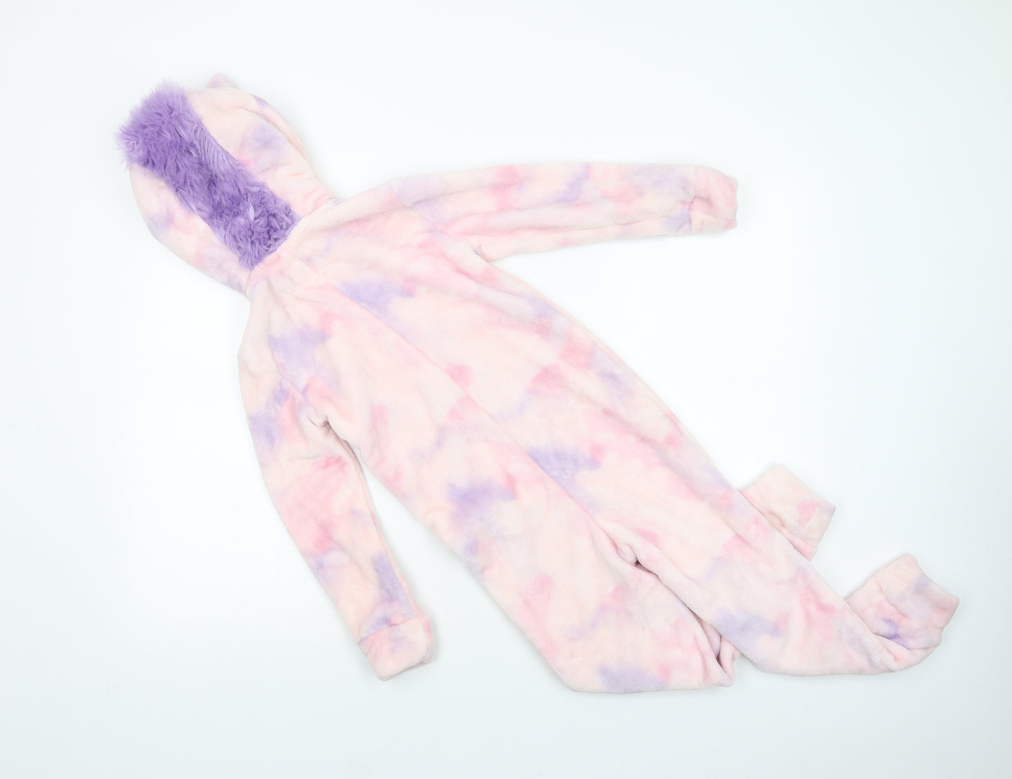 F&F Girls Pink  Polyester  Bodysuit Size 7-8 Years  Zip - Unicorn Onesie