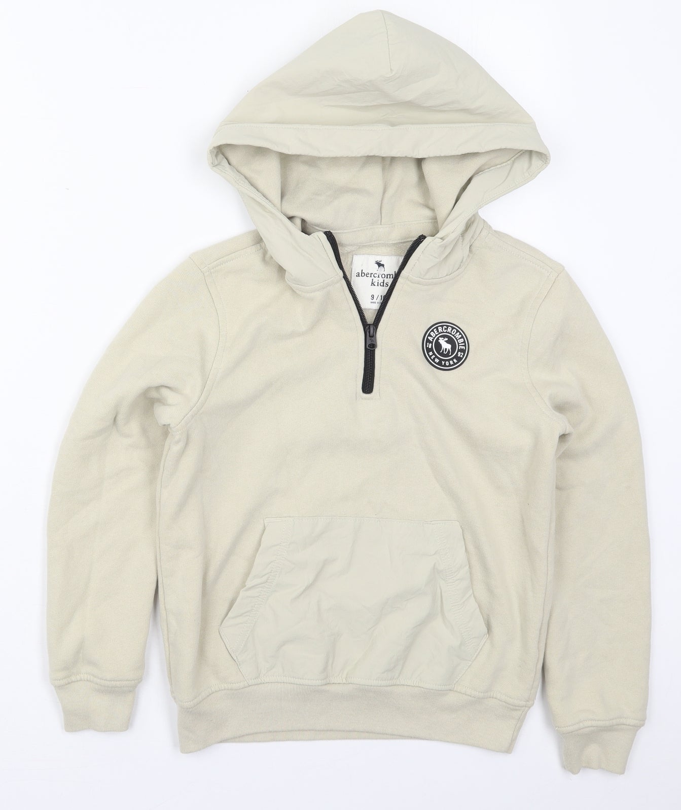 Abercrombie & Fitch Boys Beige  Cotton Pullover Hoodie Size 9-10 Years  Pullover