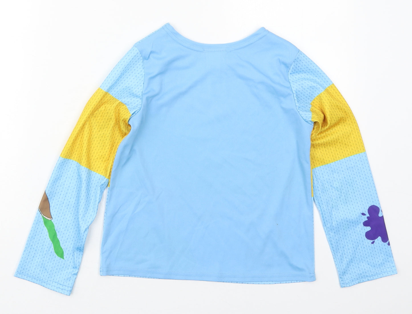 George Boys Blue Striped Polyester Basic T-Shirt Size 7-8 Years Crew Neck Pullover - Horrid Henry