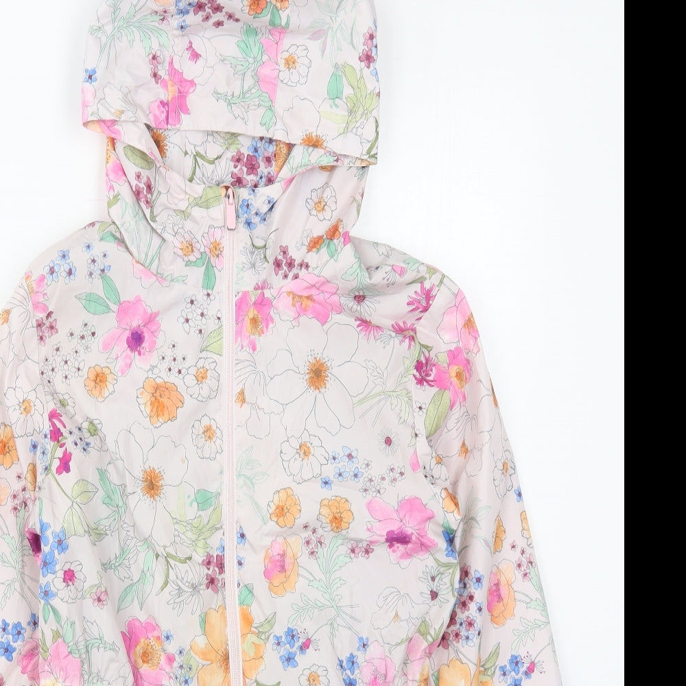NEXT Girls Pink Floral  Basic Coat Coat Size 11 Years  Zip