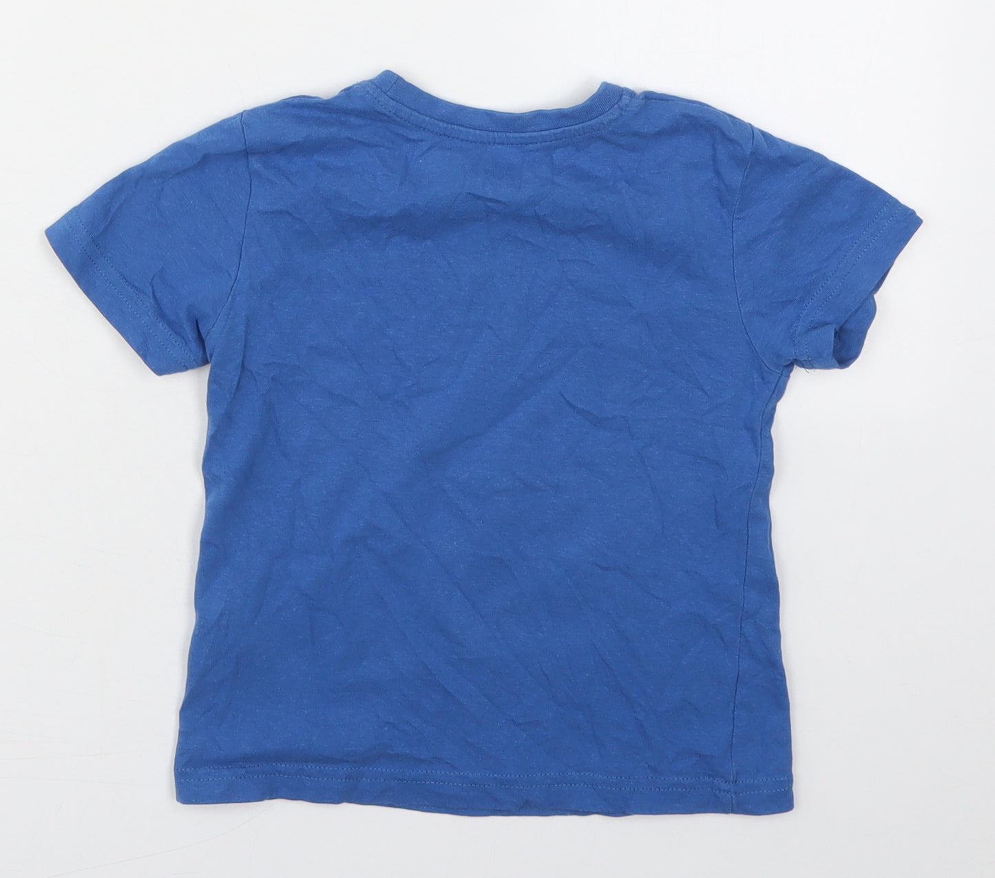 Primark Boys Blue  Cotton Basic T-Shirt Size 3-4 Years Crew Neck Pullover - Chill Out