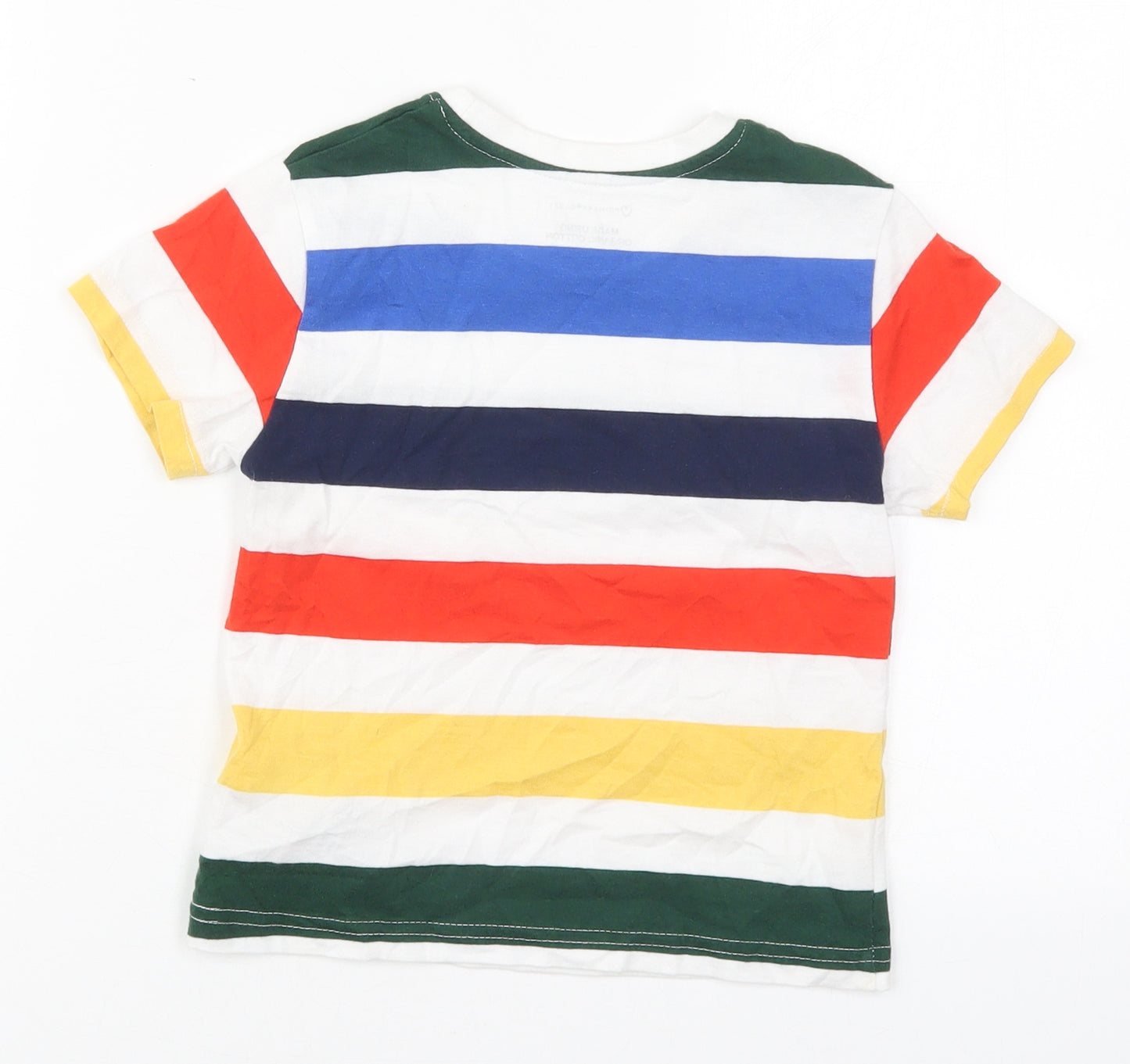 Primark Boys Multicoloured Striped Cotton Basic T-Shirt Size 3-4 Years Crew Neck Pullover