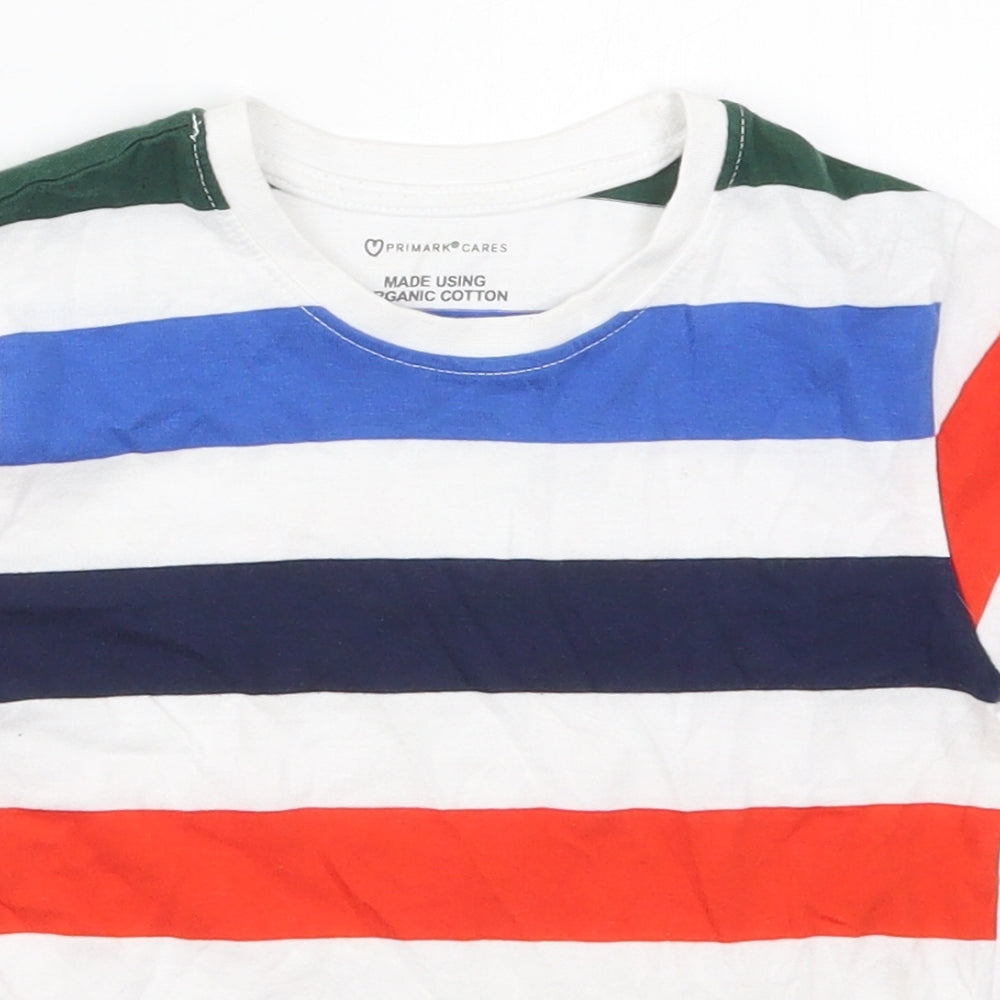 Primark Boys Multicoloured Striped Cotton Basic T-Shirt Size 3-4 Years Crew Neck Pullover